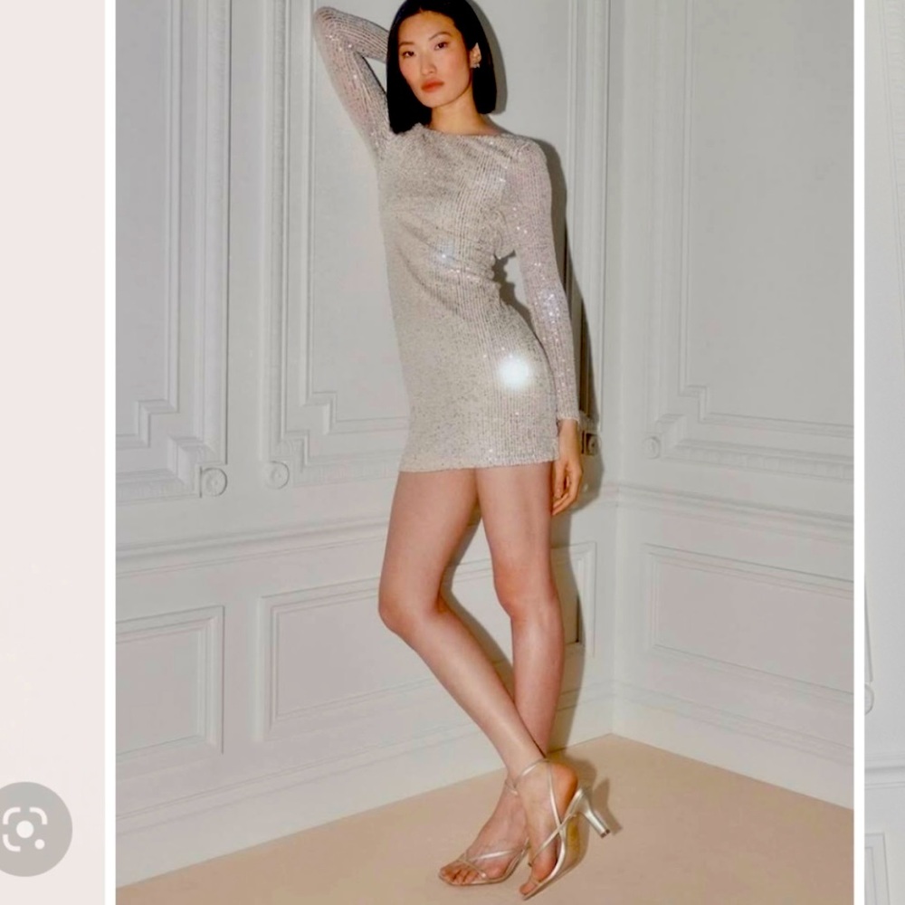Long sleeve sequin party dress